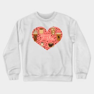 Fika Coffee Heart - Coffee Lovers Heart Crewneck Sweatshirt